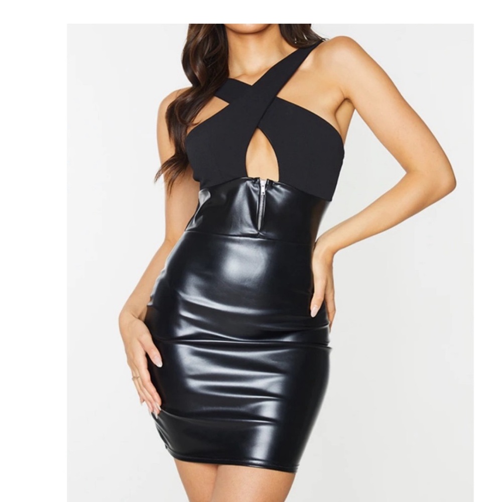 PrettyLittleThing Black Crossbody Dress
